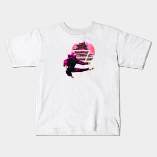 Neon Ninja Vaporwave aesthetic Japan Kids T-Shirt